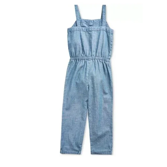 NEW! Polo Ralph Lauren Chambray Jumpsuit Button Front Blue Girls SZ 6-7 Years - Picture 2 of 8
